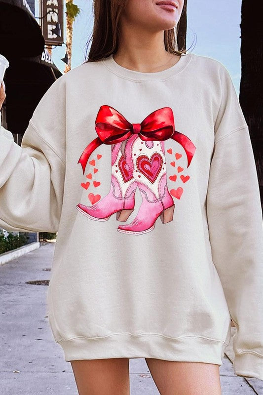 Valentine Cowgirl Boots Graphic Plus Sweatshirt - Classique Collection
