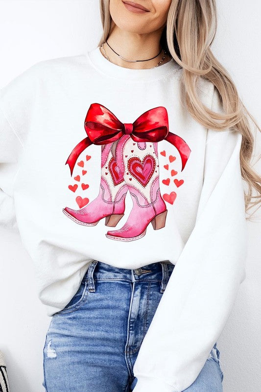 Valentine Cowgirl Boots Graphic Plus Sweatshirt - Classique Collection