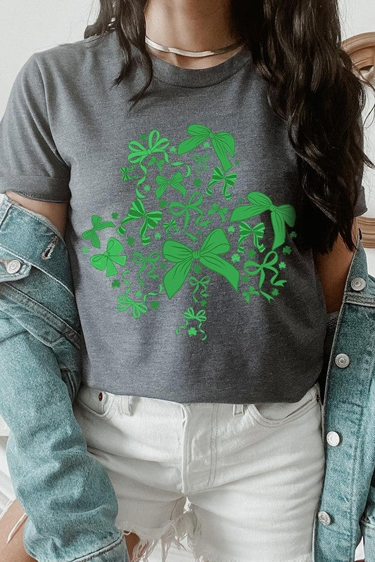 Shamrock Coquette Bow Graphic Tee - ClassiQ
