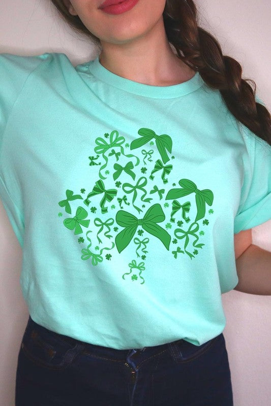 Shamrock Coquette Bow Graphic Tee - ClassiQ