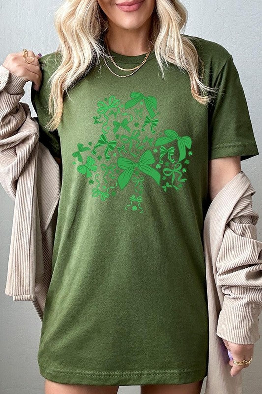 Shamrock Coquette Bow Graphic Tee - ClassiQ