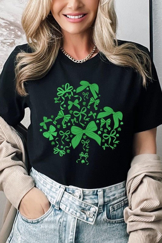 Shamrock Coquette Bow Graphic Tee - ClassiQ