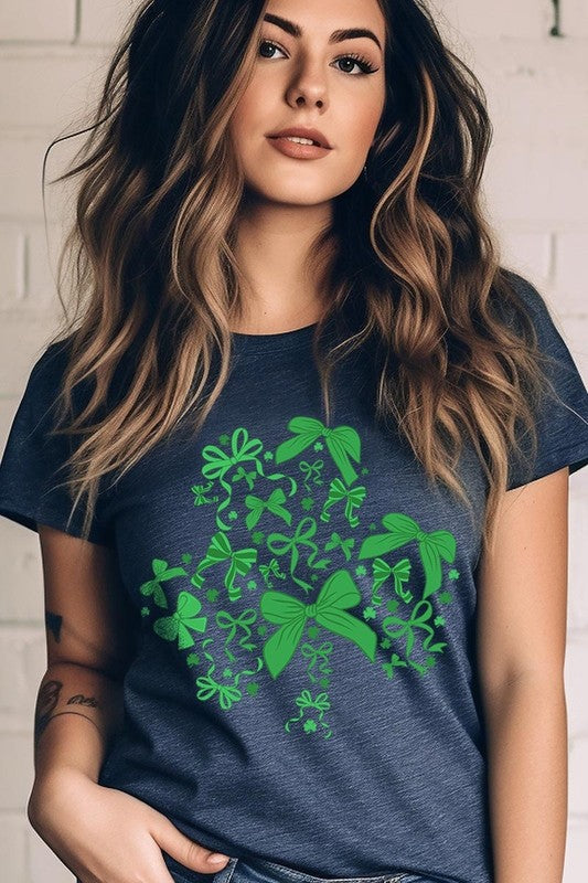 Shamrock Coquette Bow Graphic Tee - ClassiQ