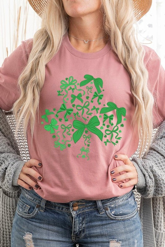 Shamrock Coquette Bow Graphic Tee - ClassiQ