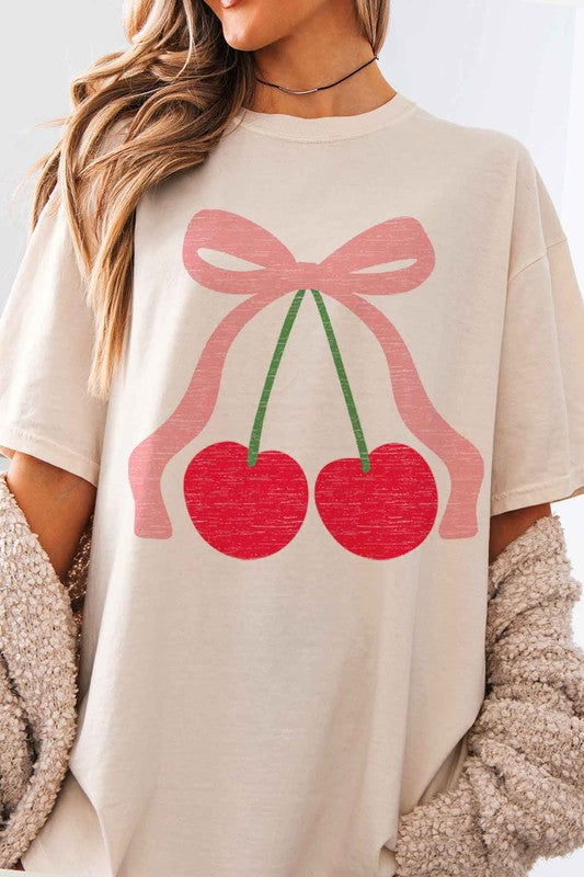 CHERRY BOW RIBBON GRAPHIC TEE - Classique Collection