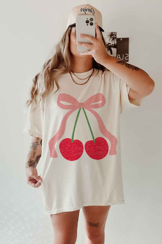 CHERRY BOW RIBBON GRAPHIC TEE - Classique Collection