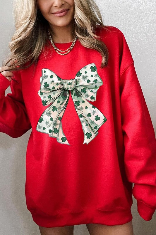 St Patrick's Day Coquette Bow Graphic Sweatshirt - Classique Collection