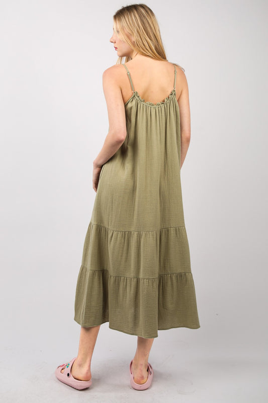 VERY J Ruffled A-Line Midi Cami Dress - Classique Collection