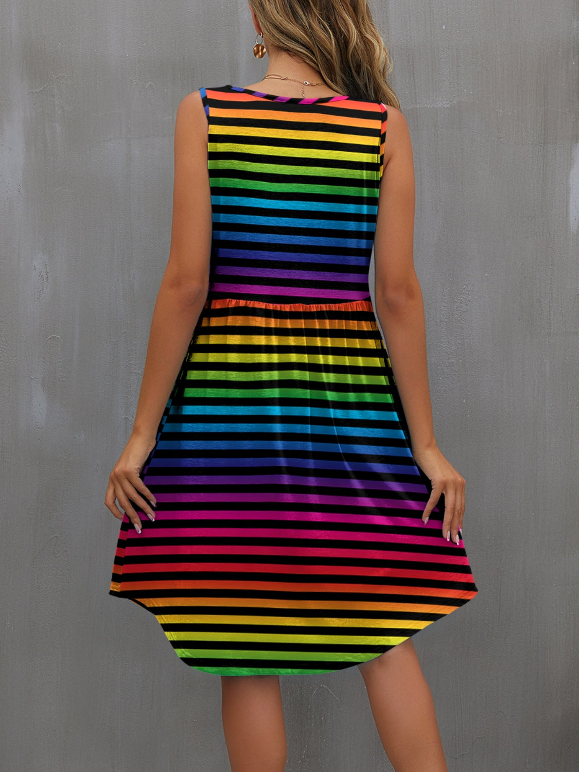 FAM-FAM Round Neck Wide Strap Mini Dress - Classique Collection