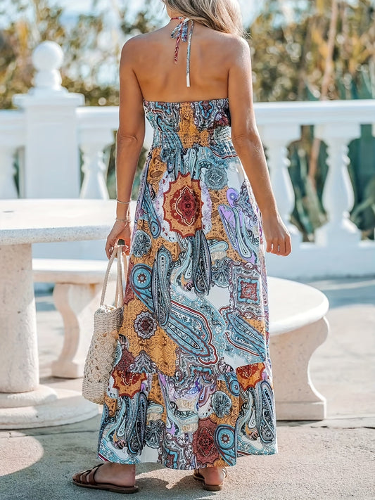Printed Halter Neck Maxi Dress - Classique Collection