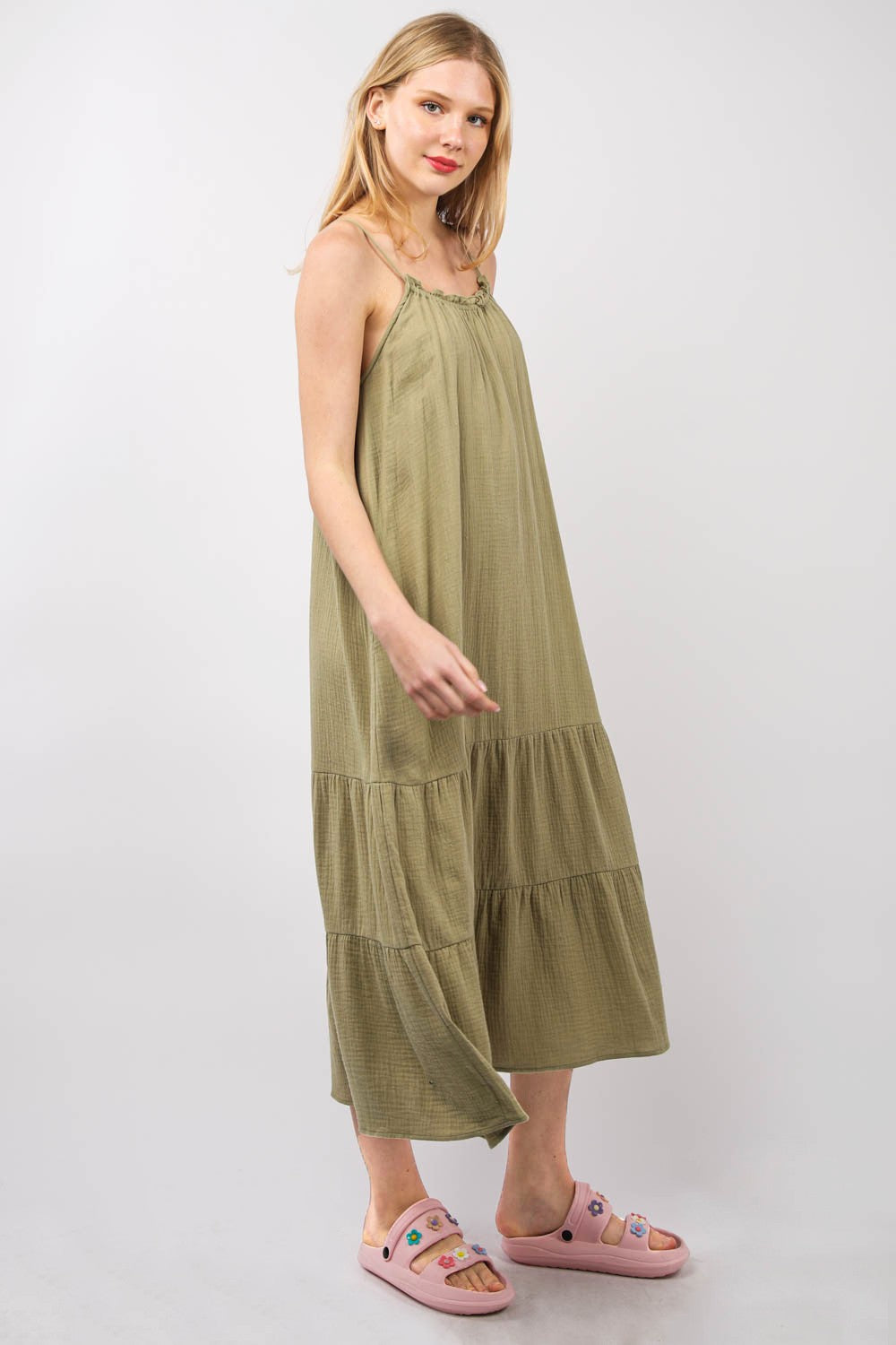 VERY J Ruffled A-Line Midi Cami Dress - Classique Collection