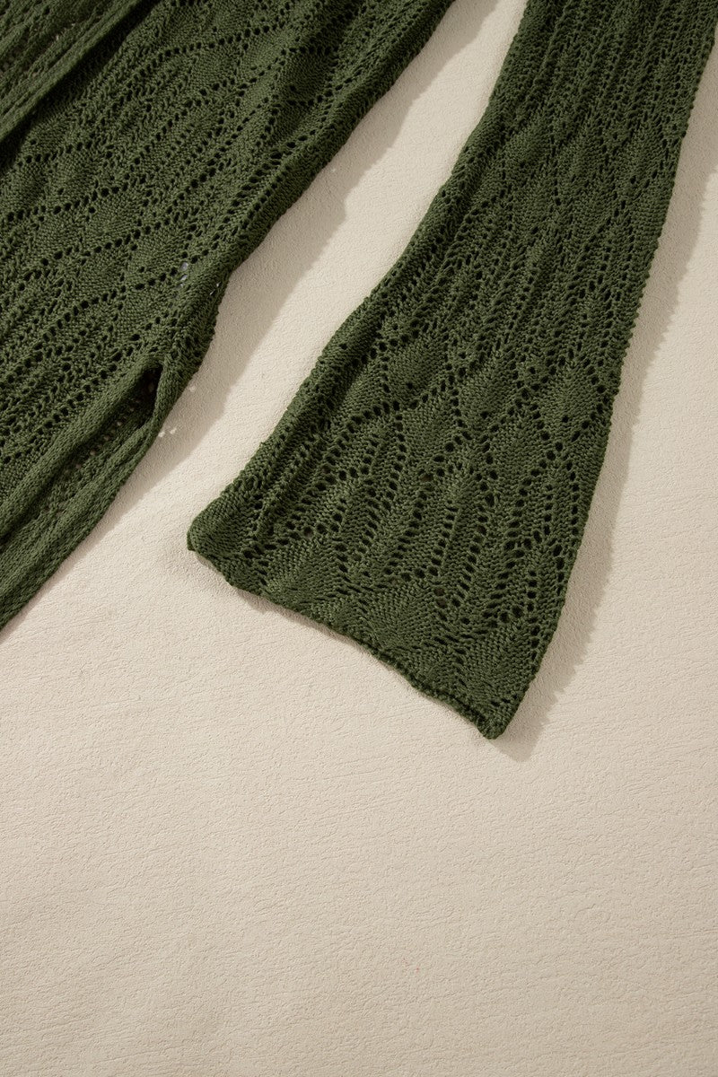 Openwork Open Front Long Sleeve Cardigan - ClassiQ