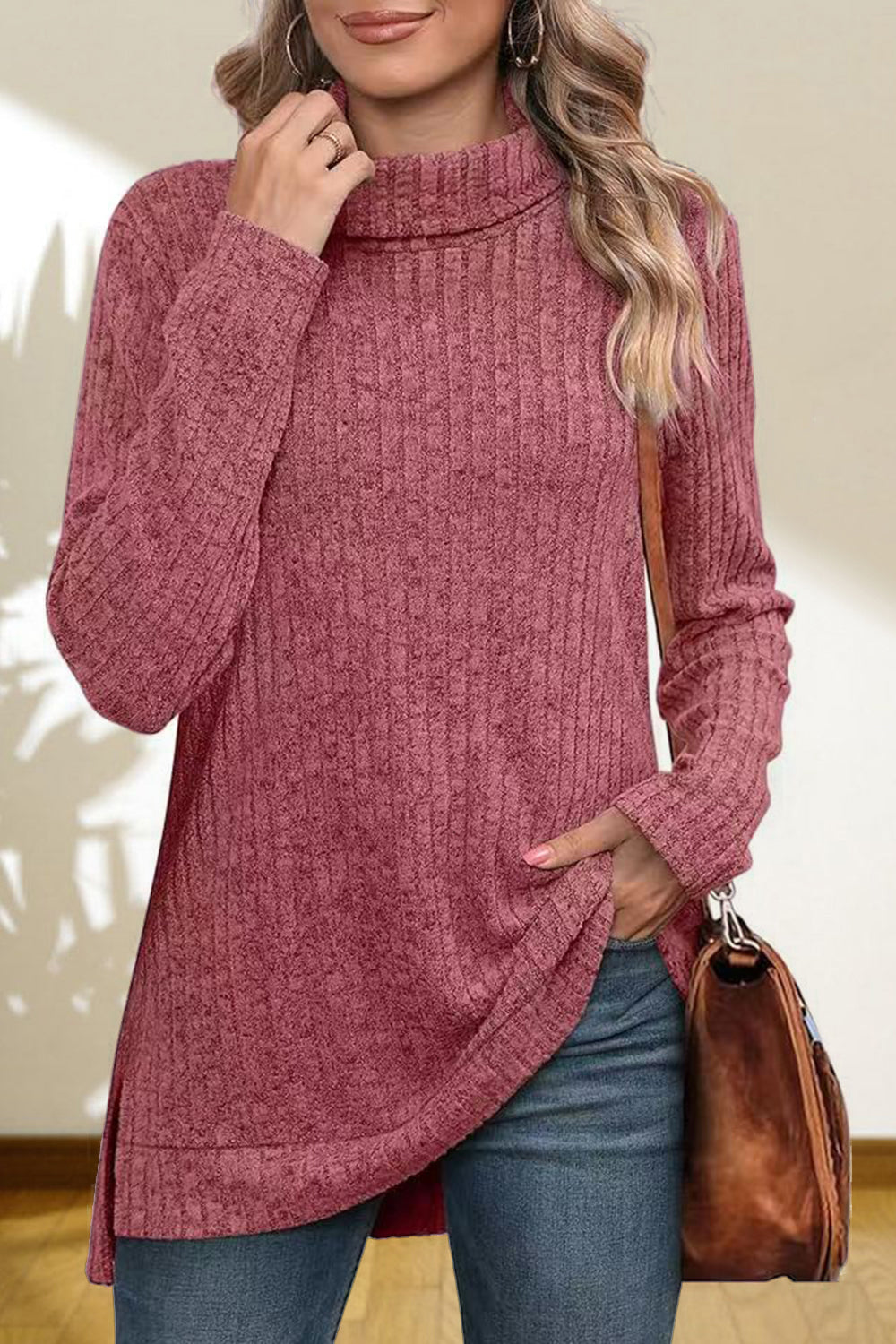 Turtleneck High Low Top - Classique Collection