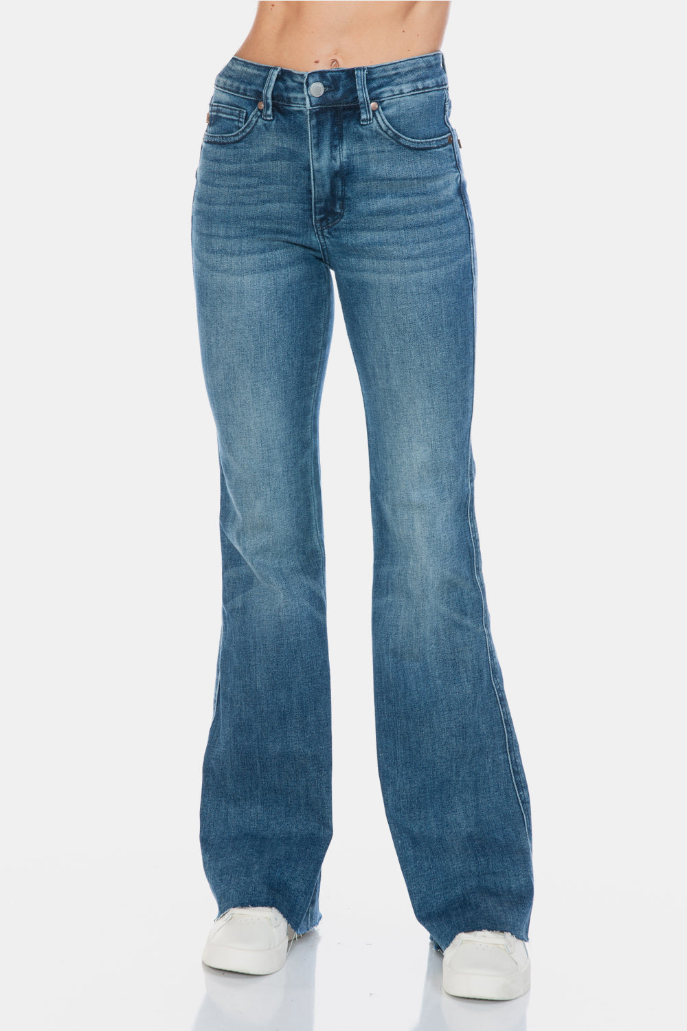 Judy Blue Full Size Tummy Control Cut Hem Flare Jeans - Classique Collection