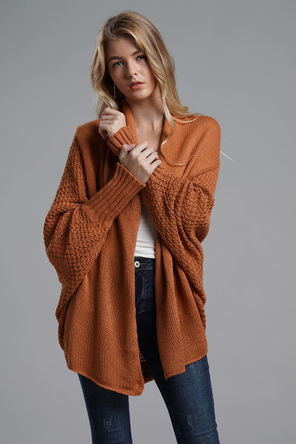 Open Front Batwing Sleeve Cardigan - ClassiQ