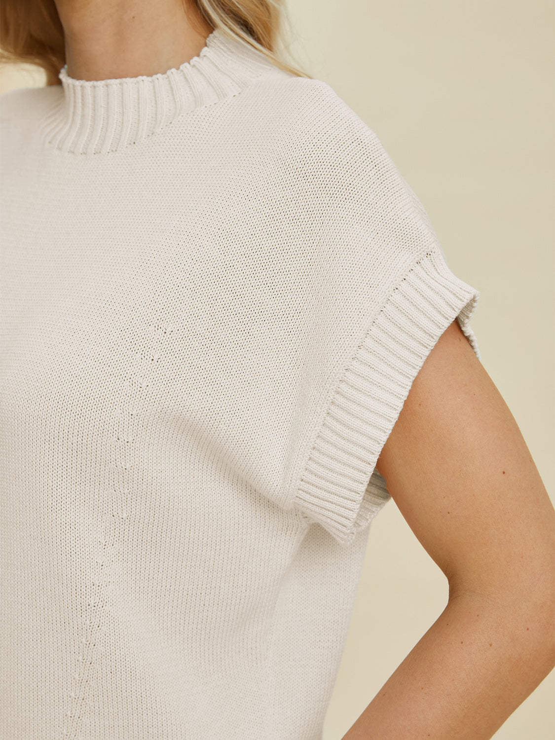 Double Take Full Size Mock Neck Short Sleeve Sweater - ClassiQ