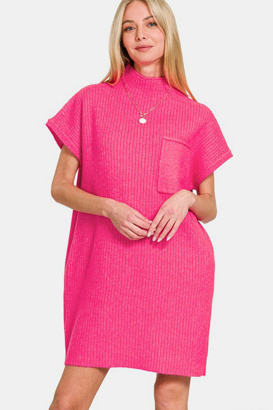 Zenana Short Sleeve Sweater Mini Dress - Classique Collection