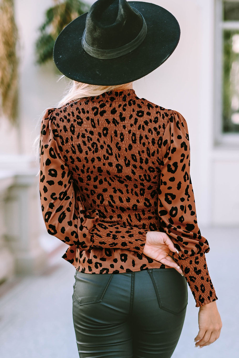 Leopard Smocked Peplum Top - Classique Collection