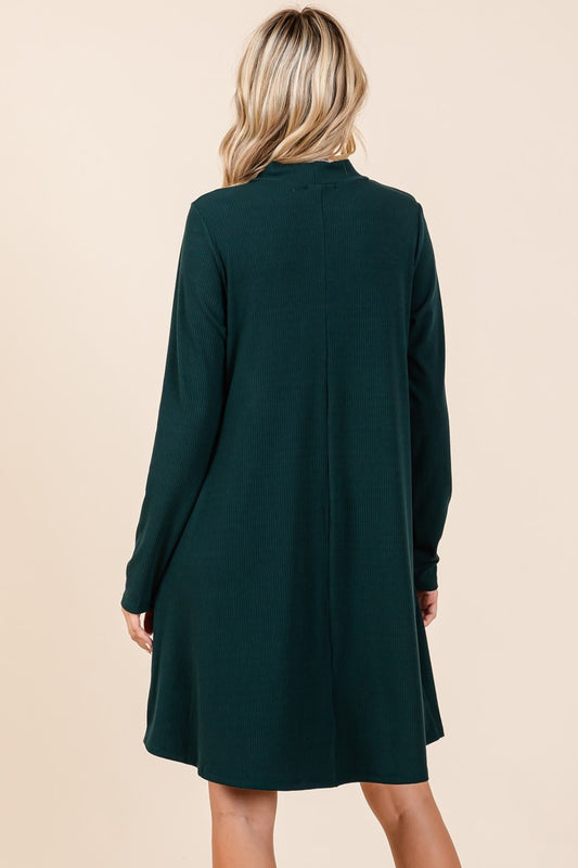 Mittoshop Mock Neck Long Sleeve Dress with Pockets - Classique Collection