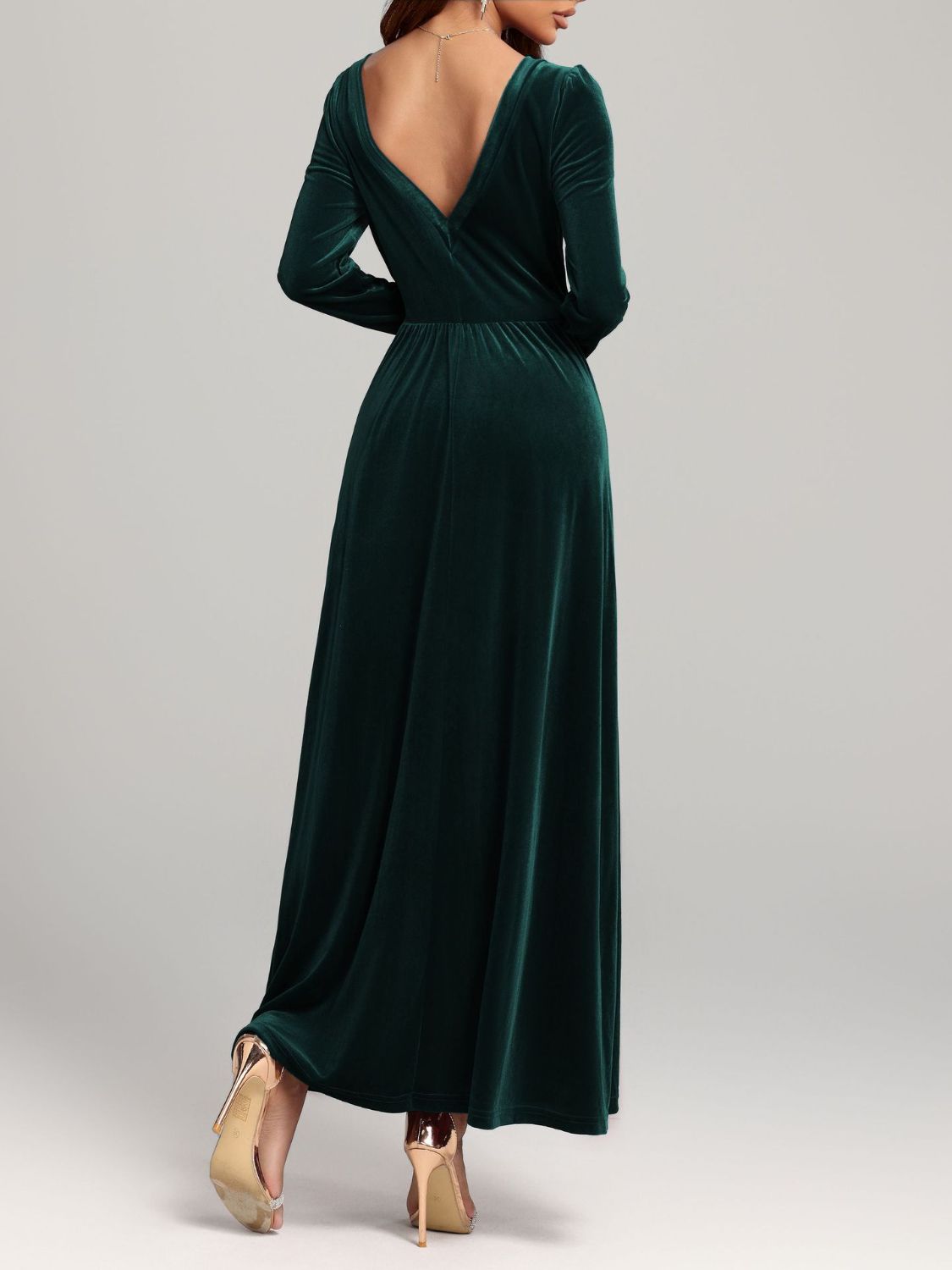 Velvet Square Neck Long Sleeve Dress - Classique Collection