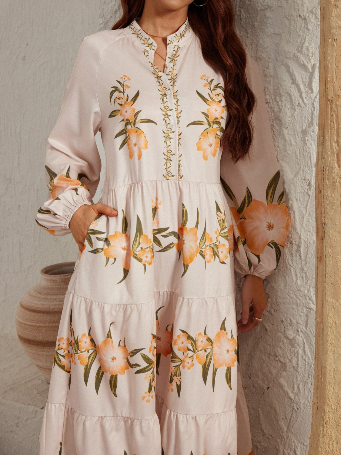 Printed Long Sleeve Midi Dress - Classique Collection