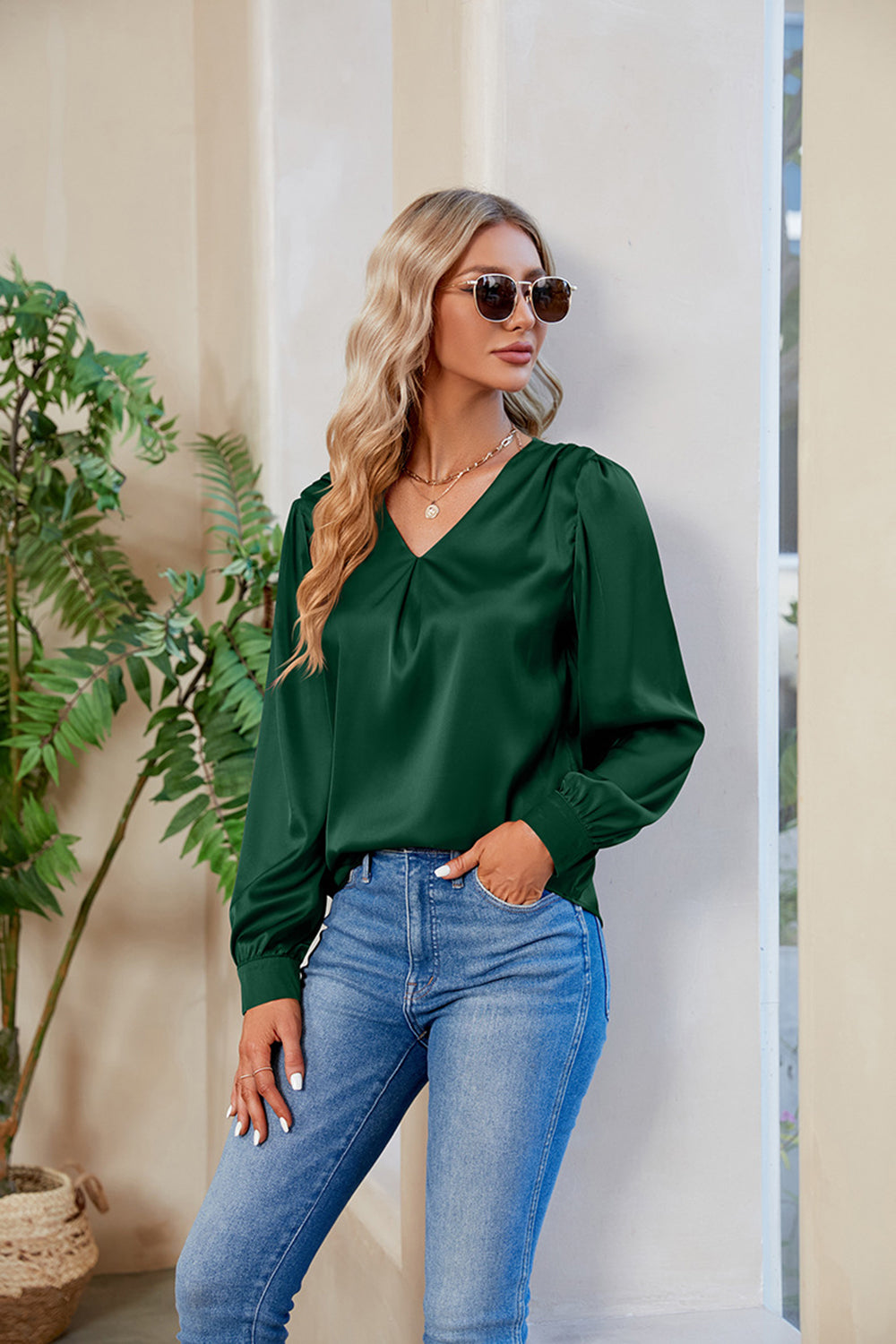 V-Neck Long Sleeve Top - Classique Collection