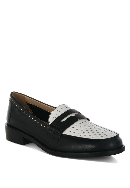 Raisa Stud Embellished Penny Loafers - Classique Collection