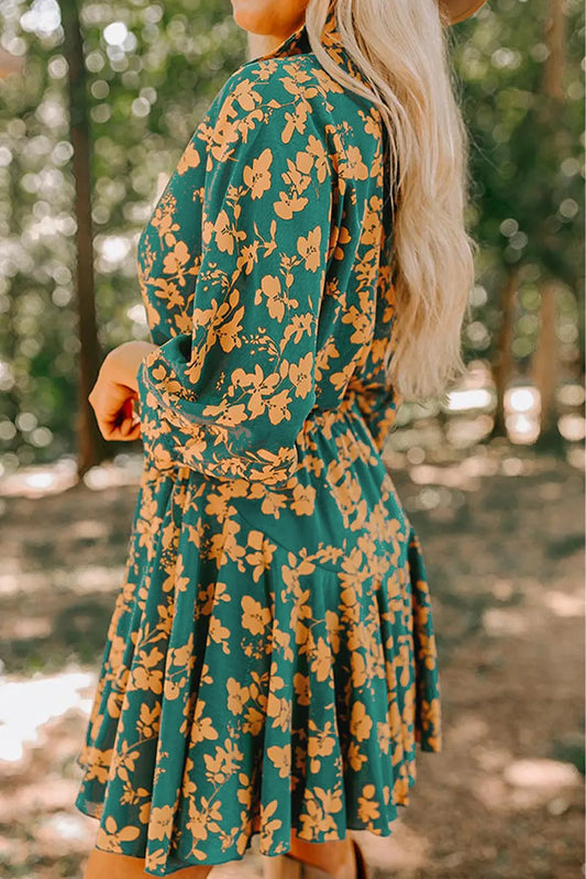 Printed Three-Quarter Sleeve Mini Dress - Classique Collection