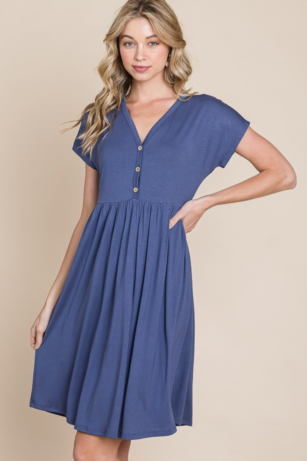 BOMBOM V-Neck Short Sleeve Dress - Classique Collection