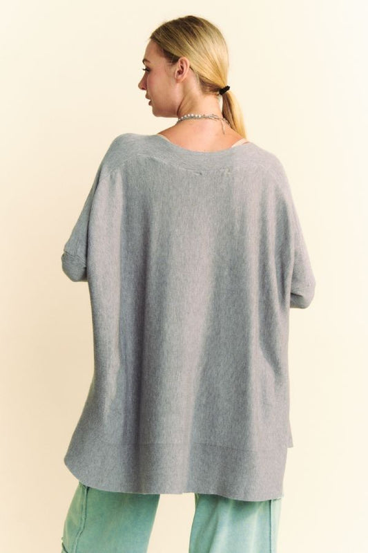 Davi & Dani Round Neck Dropped Shoulder Long Sleeve Knit Top - Classique Collection
