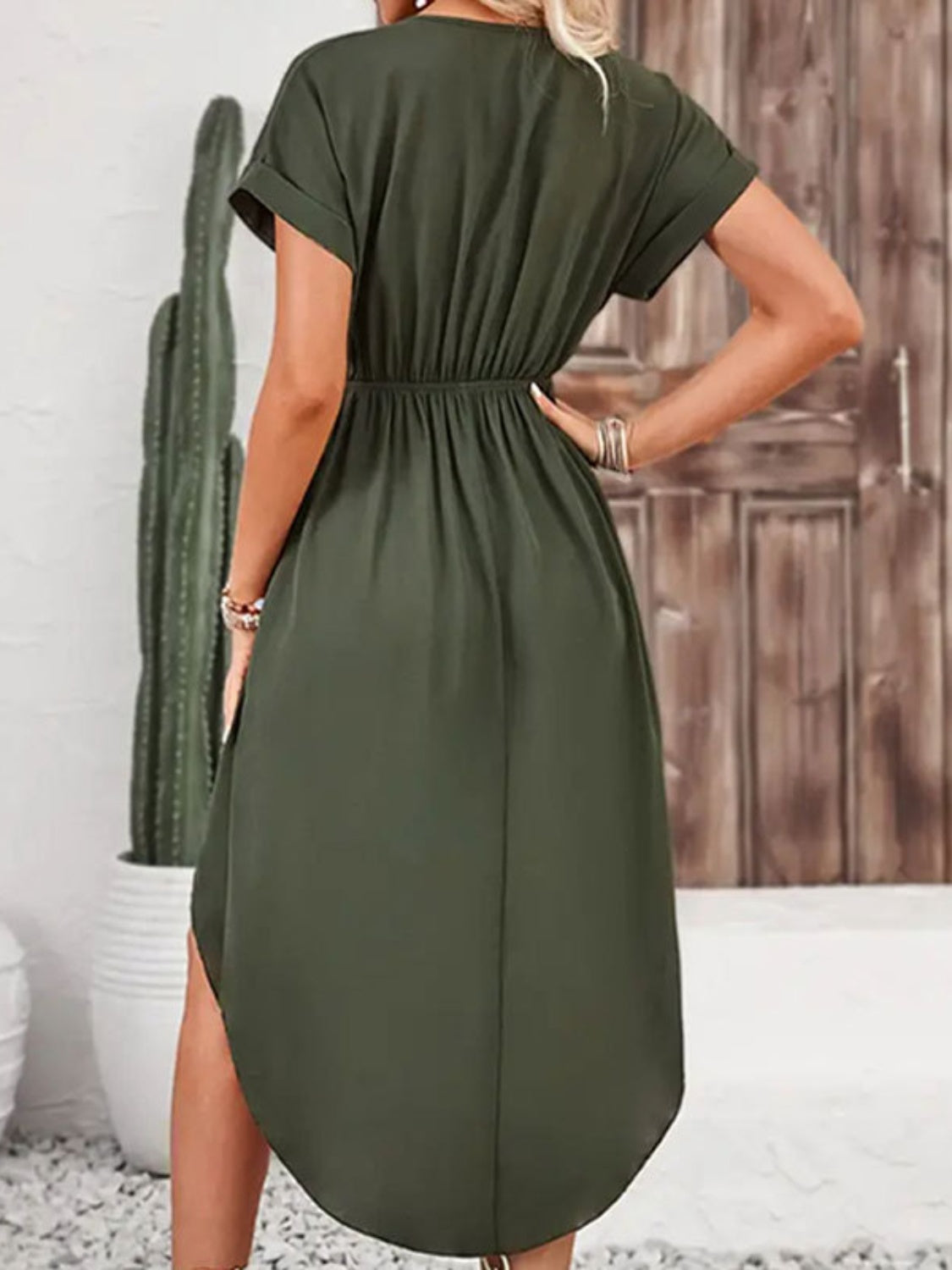 Tied Surplice Short Sleeve Dress - Classique Collection