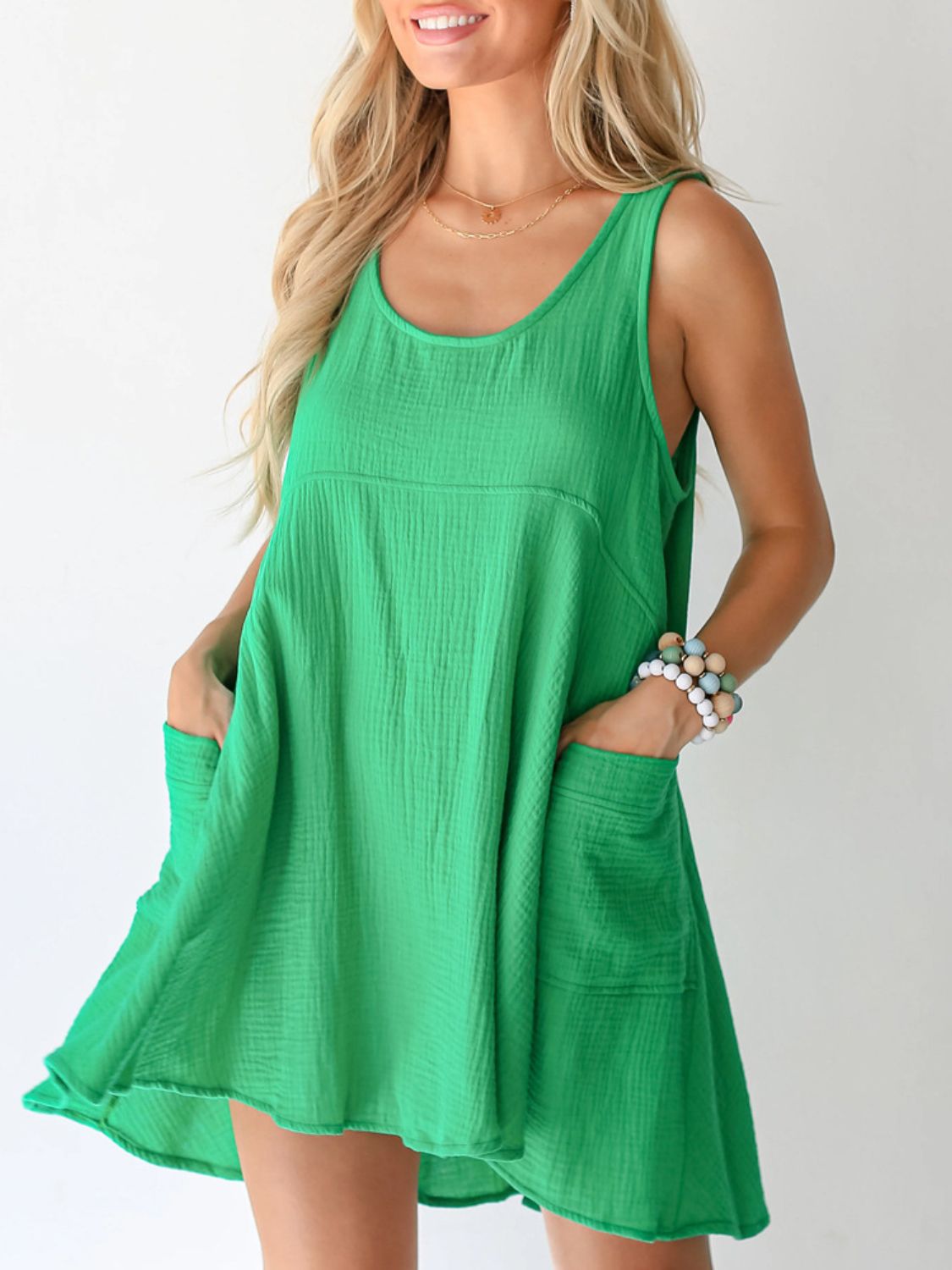 Devine Tied Scoop Neck Wide Strap Mini Dress - Classique Collection