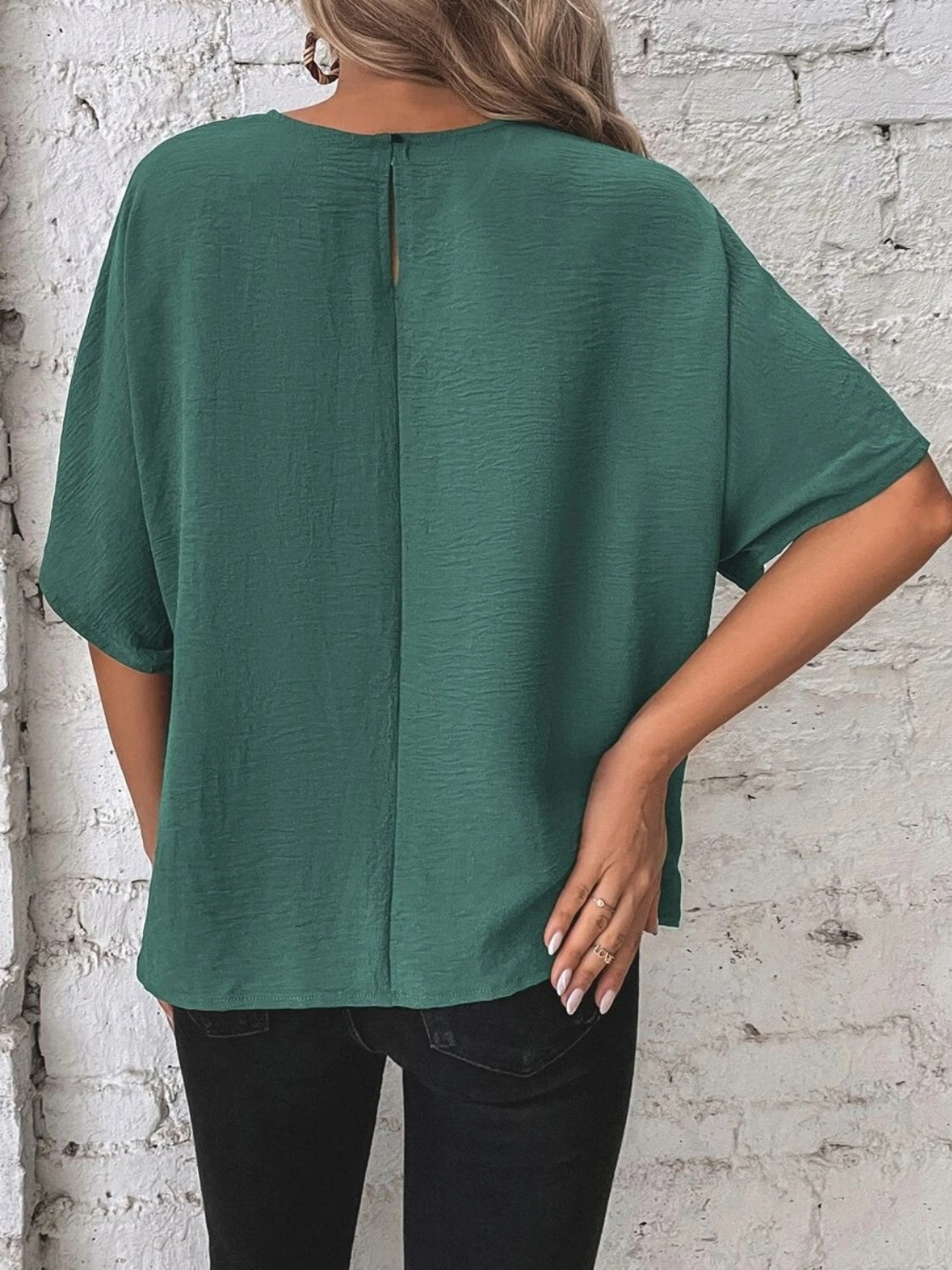 Knotted Round Neck Half Sleeve Blouse - ClassiQ