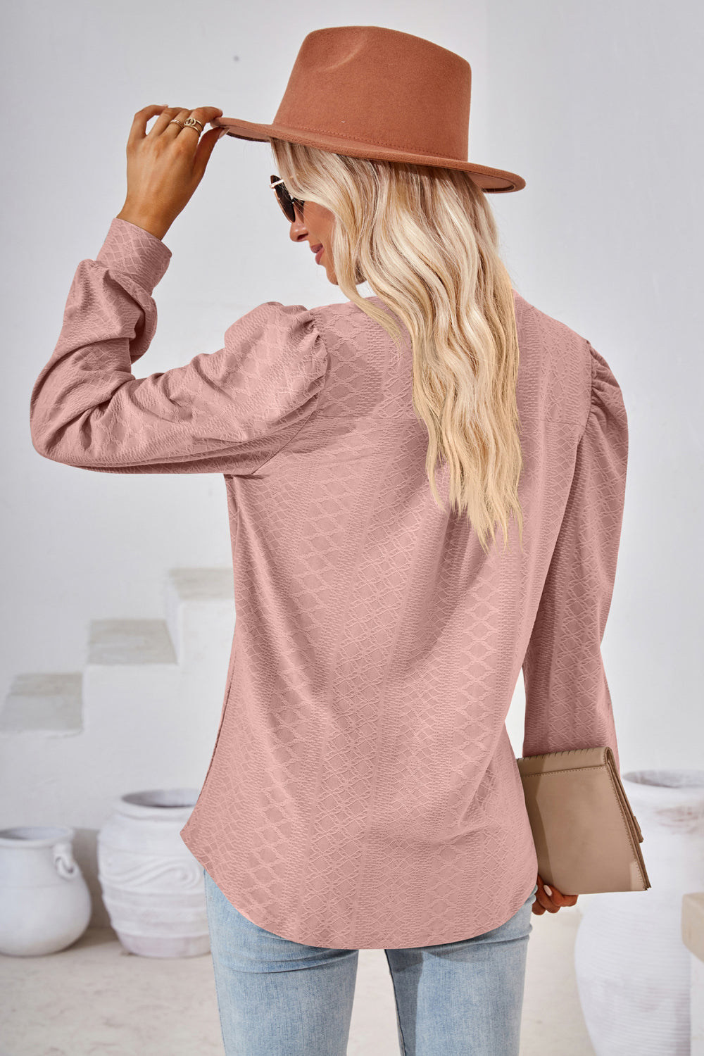 V-Neck Puff Sleeve Blouse - Classique Collection