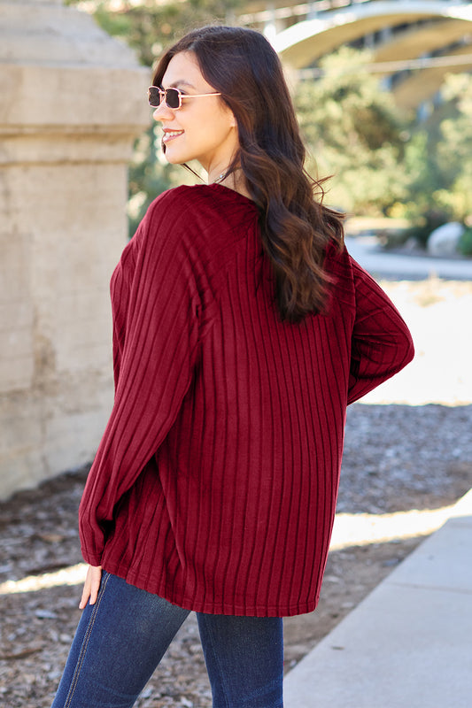 Basic Bae Full Size Ribbed Round Neck Long Sleeve Knit Top - ClassiQ