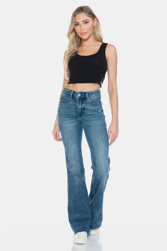 Judy Blue Full Size Tummy Control Cut Hem Flare Jeans - Classique Collection
