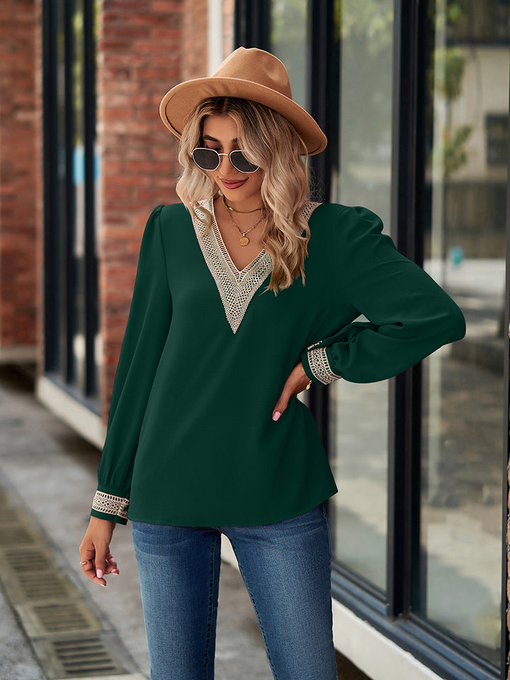V-Neck Long Sleeve Blouse - Classique Collection