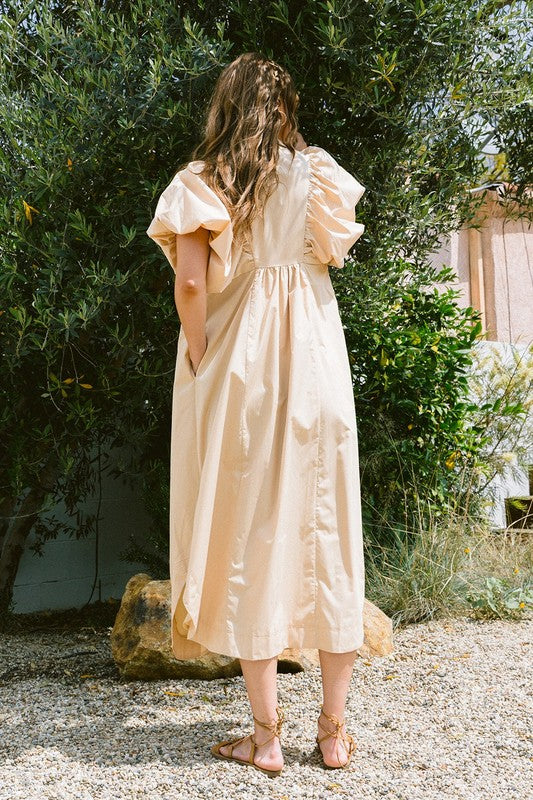 Annie Wear Smocked Puff Sleeve Midi Dress - ClassiQ