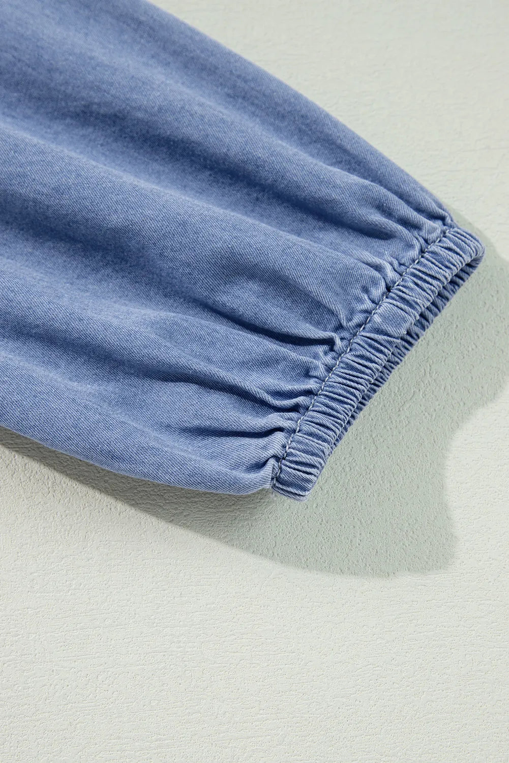 Tied Plunge Three-Quarter Sleeve Denim Dress - Classique Collection