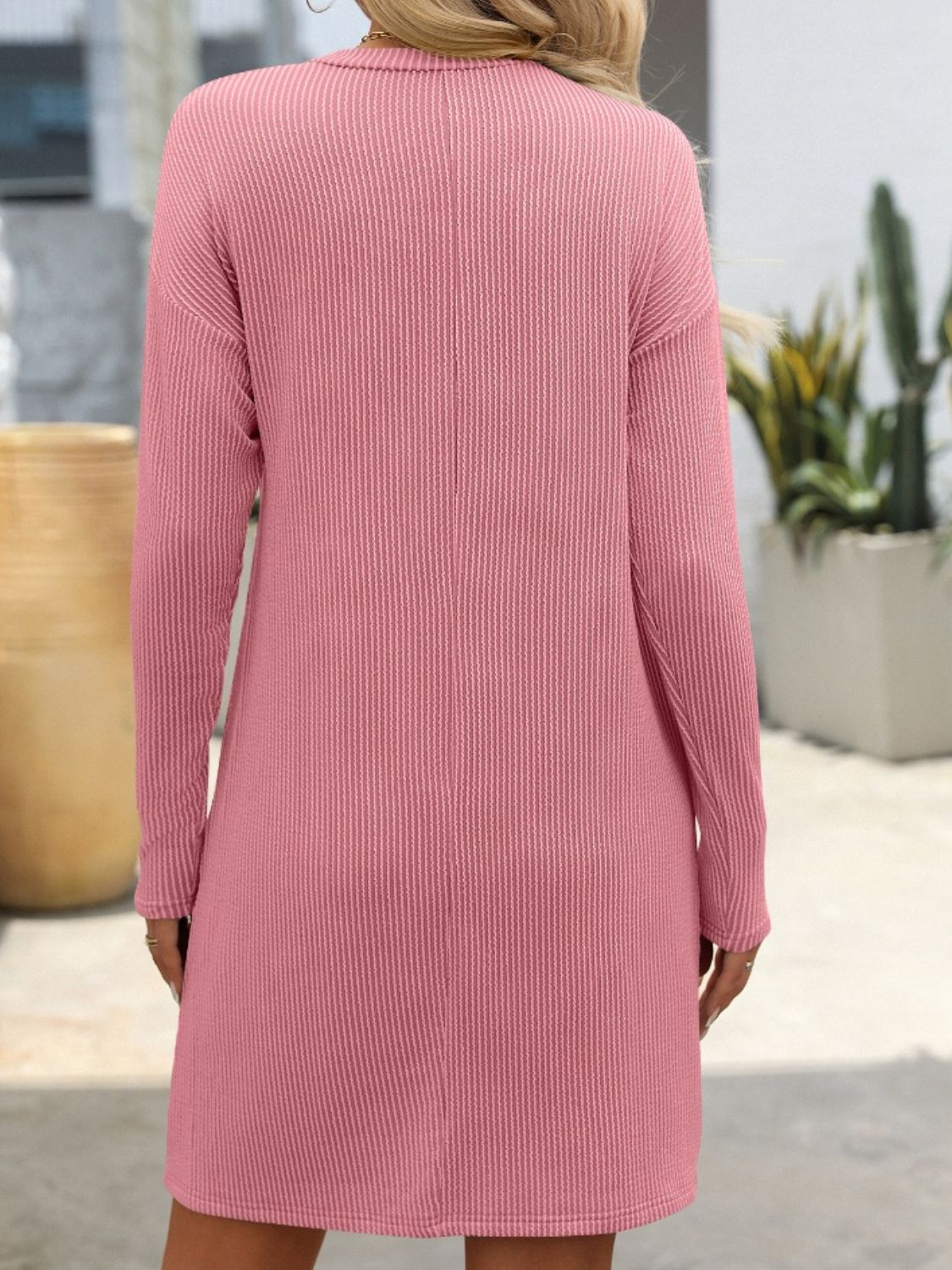 Mandy Striped Round Neck Long Sleeve Mini Dress - Classique Collection