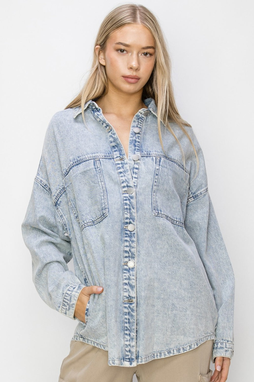 RISEN Button Up Long Sleeve Shacket - Classique Collection