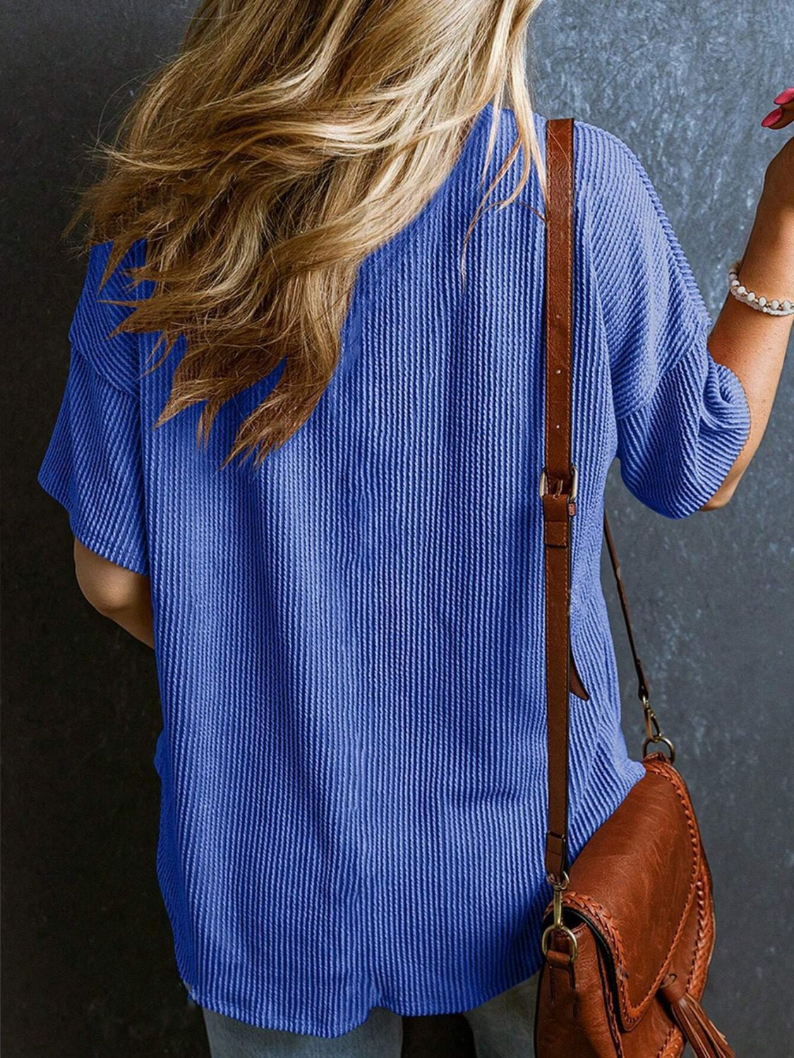 Textured V-Neck Half Sleeve T-Shirt - Classique Collection