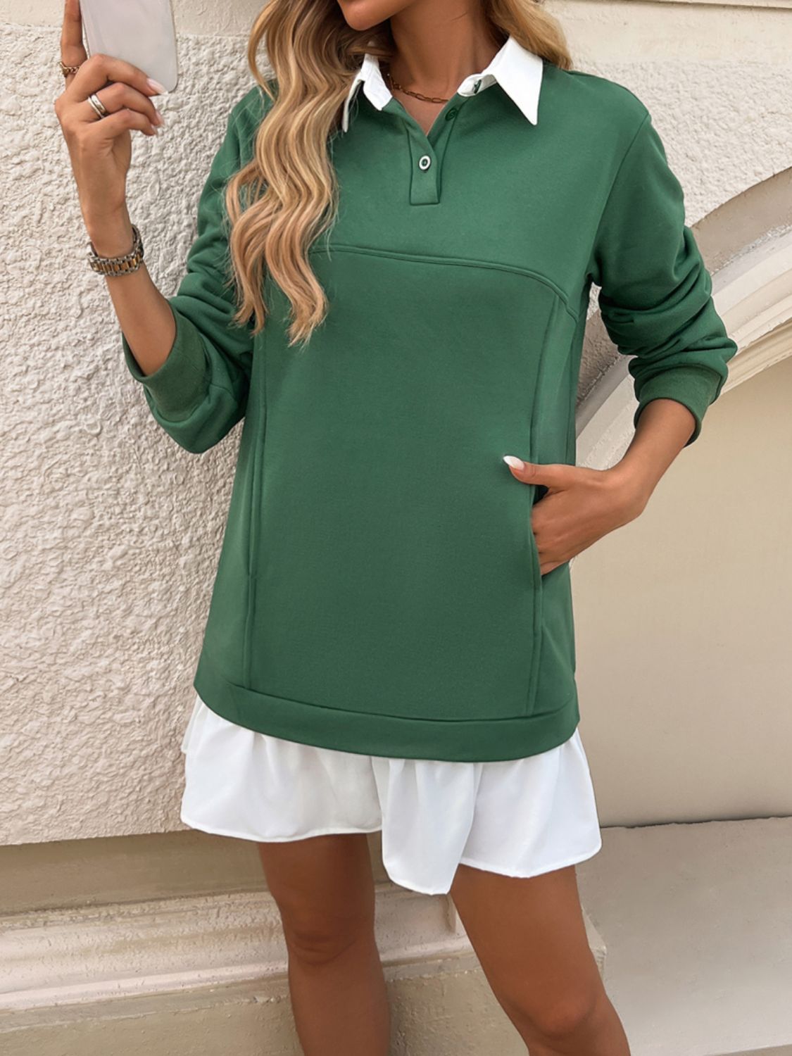 Devine Ruffle Hem Long Sleeve Mini Dress - Classique Collection