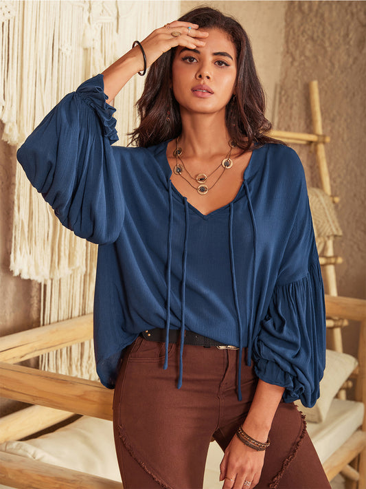 Tie Neck Long Sleeve Blouse - Classique Collection