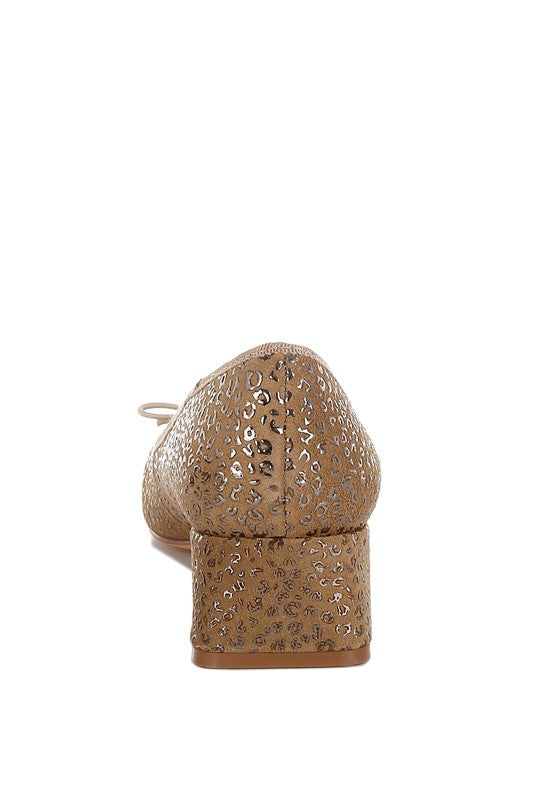 Ningen Leopard Print Block Heel Ballerinas - Classique Collection