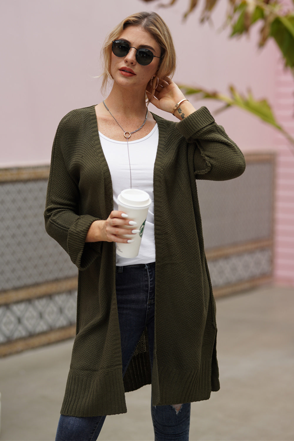 Open Front Long Sleeve Cardigan - ClassiQ