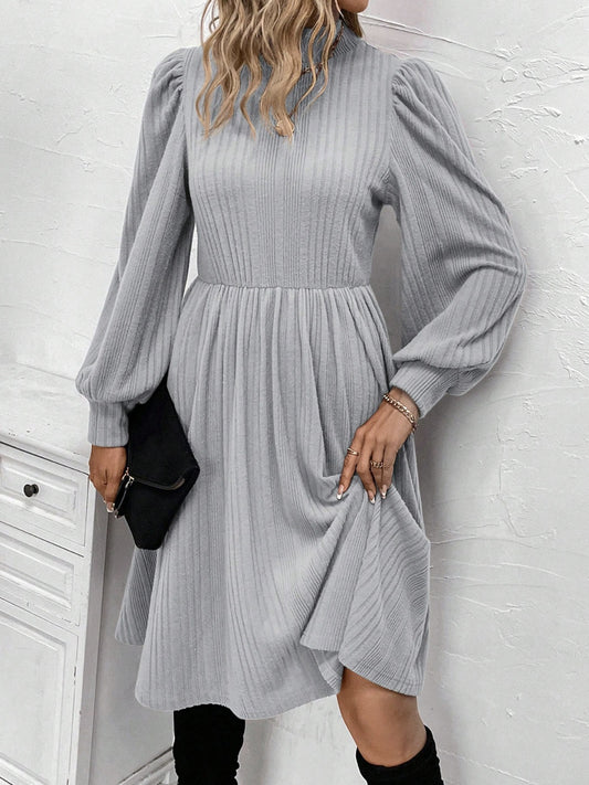Textured Turtleneck Long Sleeve Dress - Classique Collection