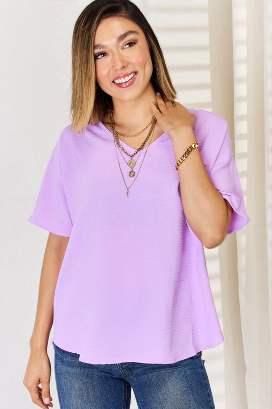 Zenana Texture Short Sleeve T-Shirt - Classique Collection