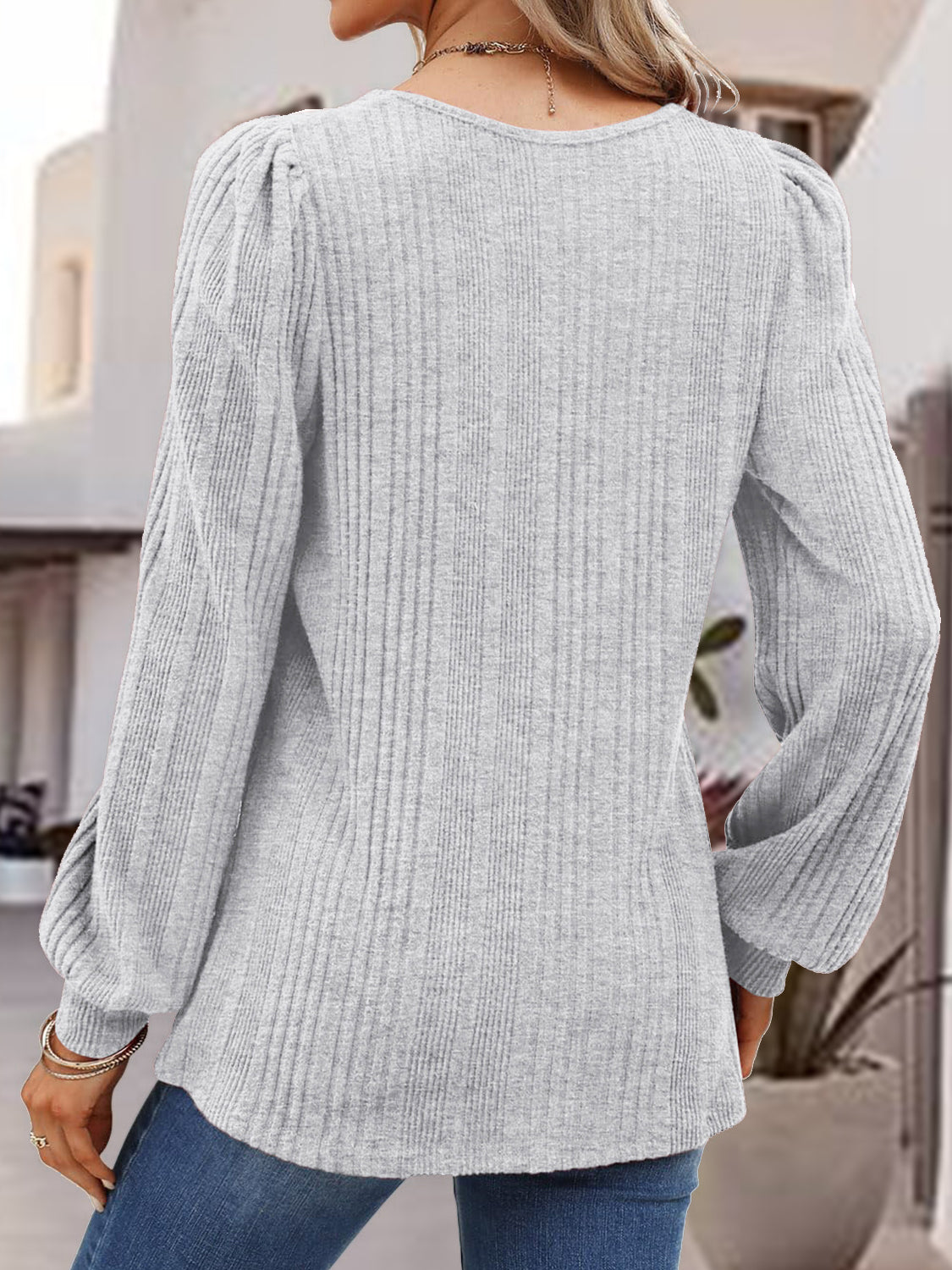 Square Neck Long Sleeve Top - Classique Collection