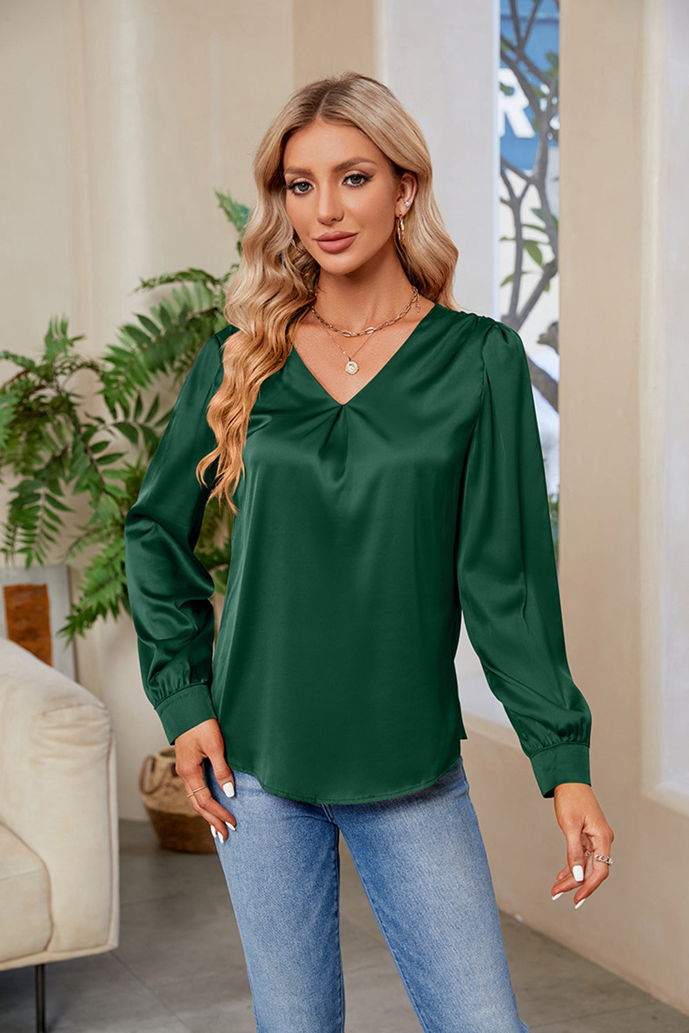 V-Neck Long Sleeve Top - Classique Collection